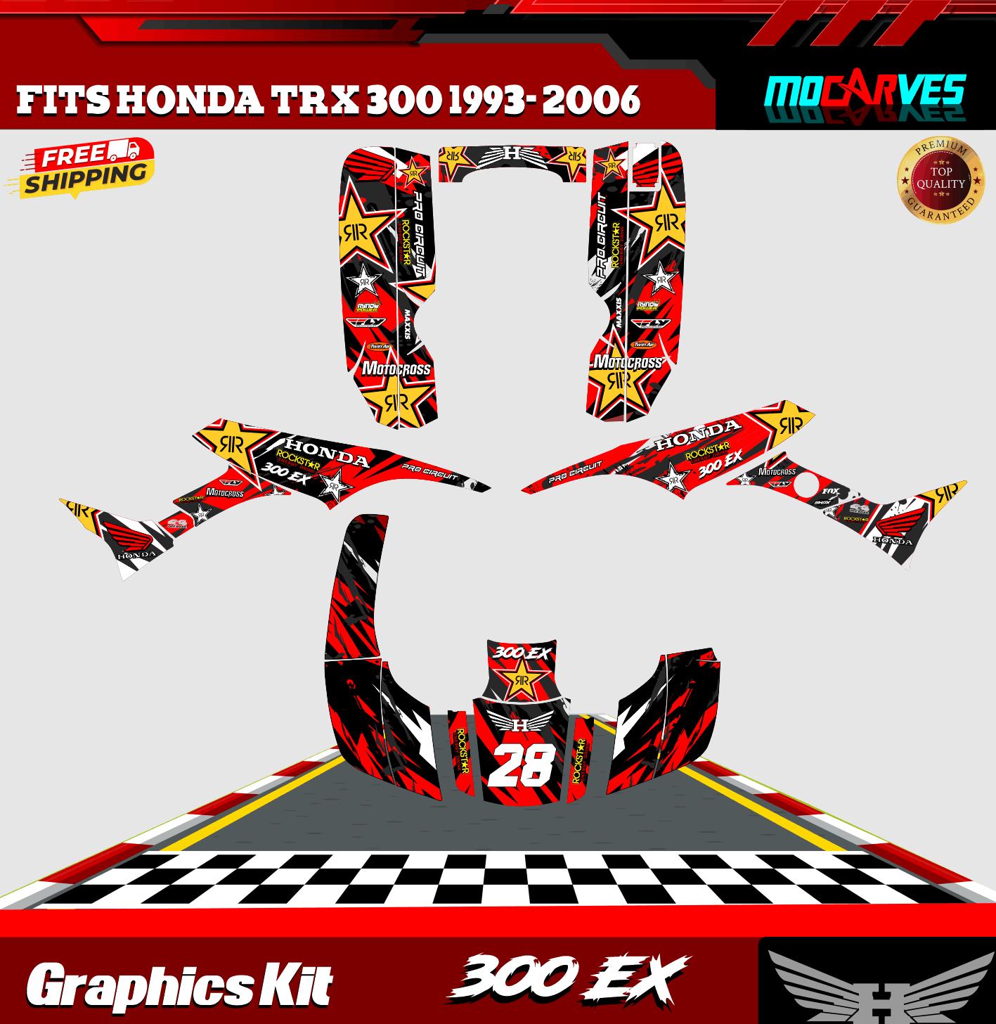 Graphics Kit Premium Honda Trx 300ex 1993 2006 Decal Stickers Atv
