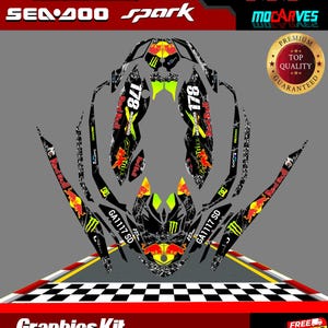 Premium graphics kit for SEA DOO SPARK Trixx 2 Up + 3up Decals Spark Stickers Jet Ski Custom designs