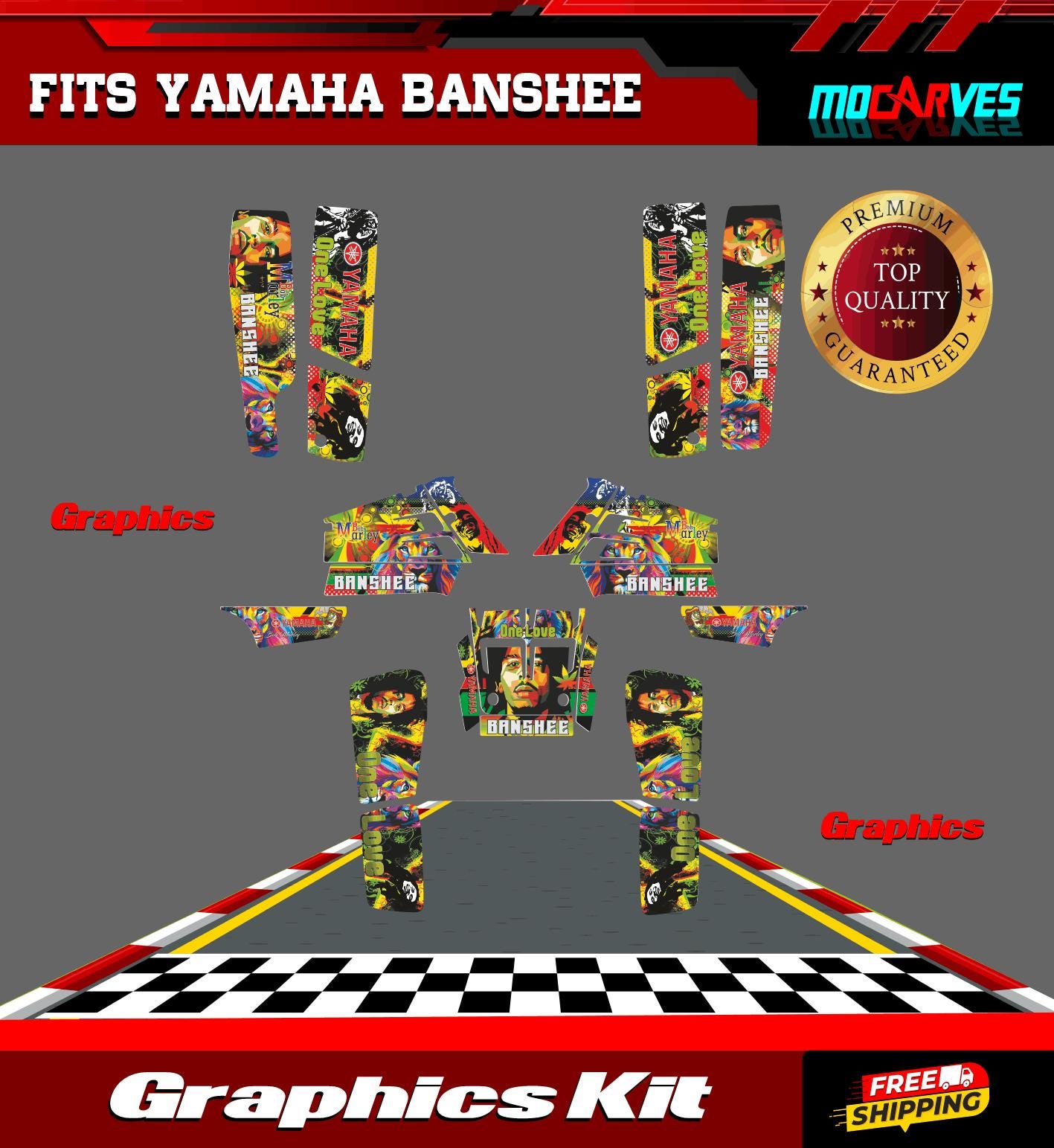 Yamaha Banshee 350 Full Graphics Kit Stickers Decals Atv - Etsy