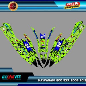 Kawasaki 800sxrJet ski graphics kit Decal decal stickers kawasaki