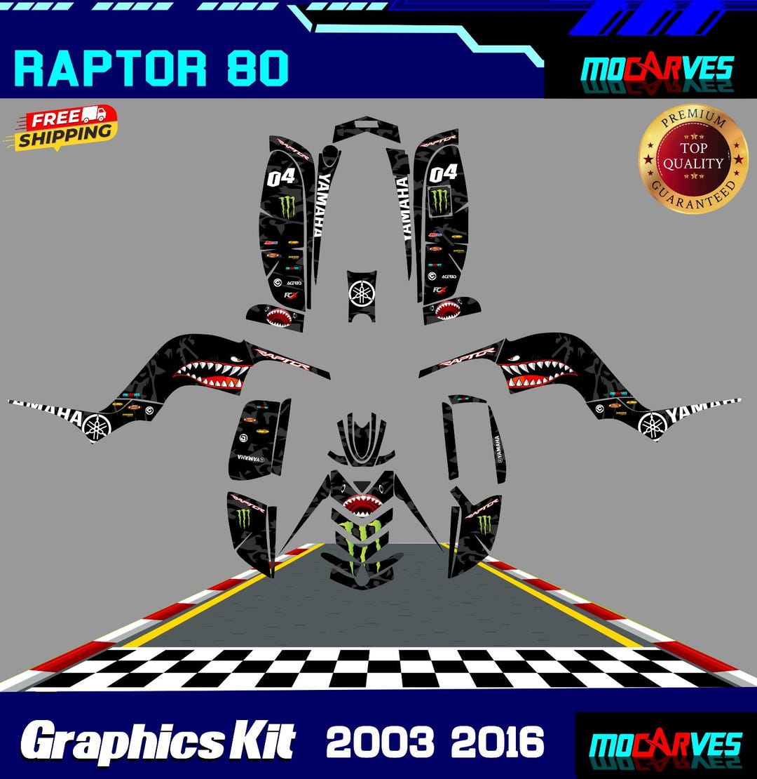 Fits Yamaha Raptor 80 Graphic Kit 2003 to 2016 Decals Stickers - Etsy