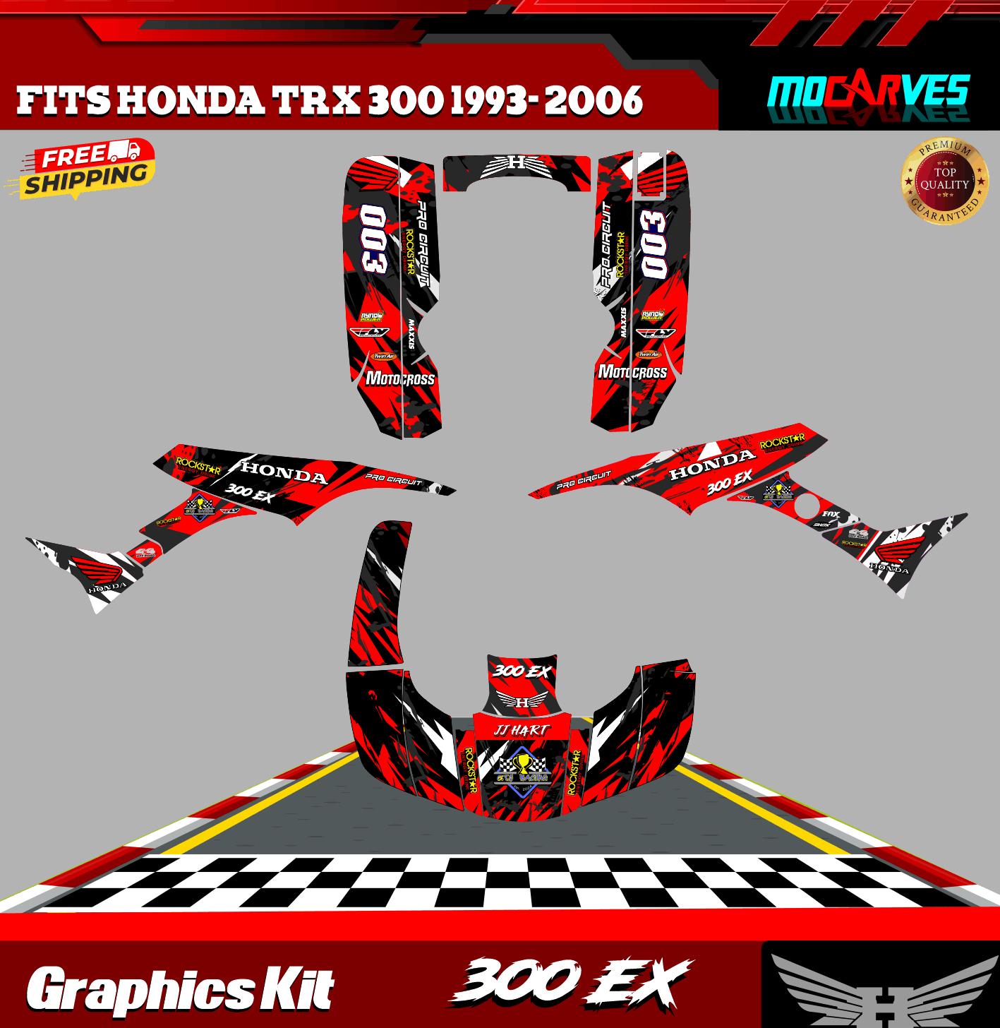 Graphics Kit Premium Honda Trx 300ex 1993 2006 Decals Stickers Atv