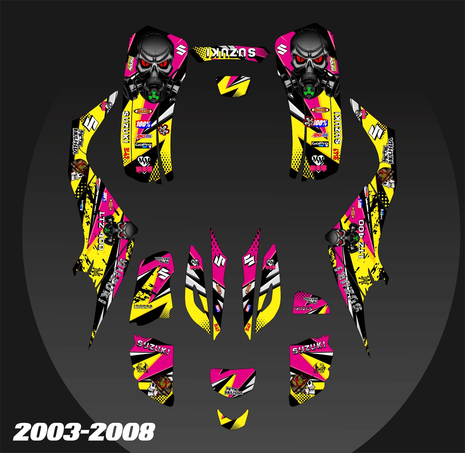ATV Decal Graphic Kit For Suzuki LTZ400 & Kawasaki KFX400 2003-2008 – Vinyl Wrap M Style