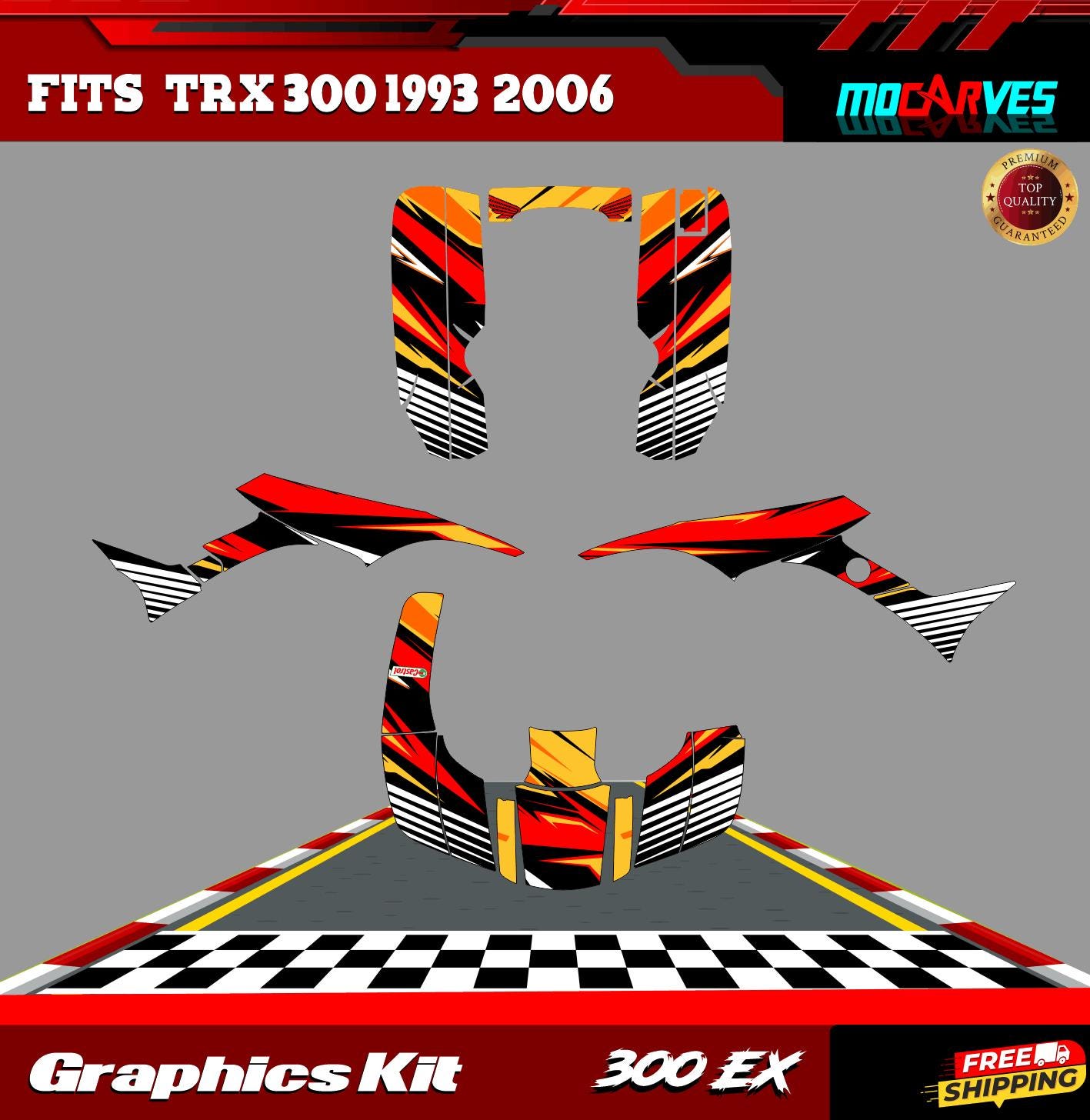 Honda Trx 300ex 1993 2006 Graphics Kit Decal Atv Utv - Etsy