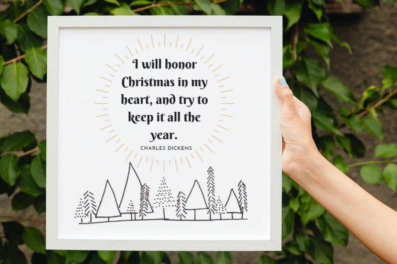Set of 3 Christmas Quote Cards or Prints, Charles Dickens Quote, A