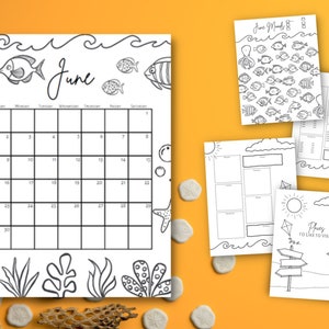 June Bullet Doodle Journal Spread, Customizable Spread, Monthly, Two Weekly Options, Themed Mood Tracker, Extra Page; Digital Download