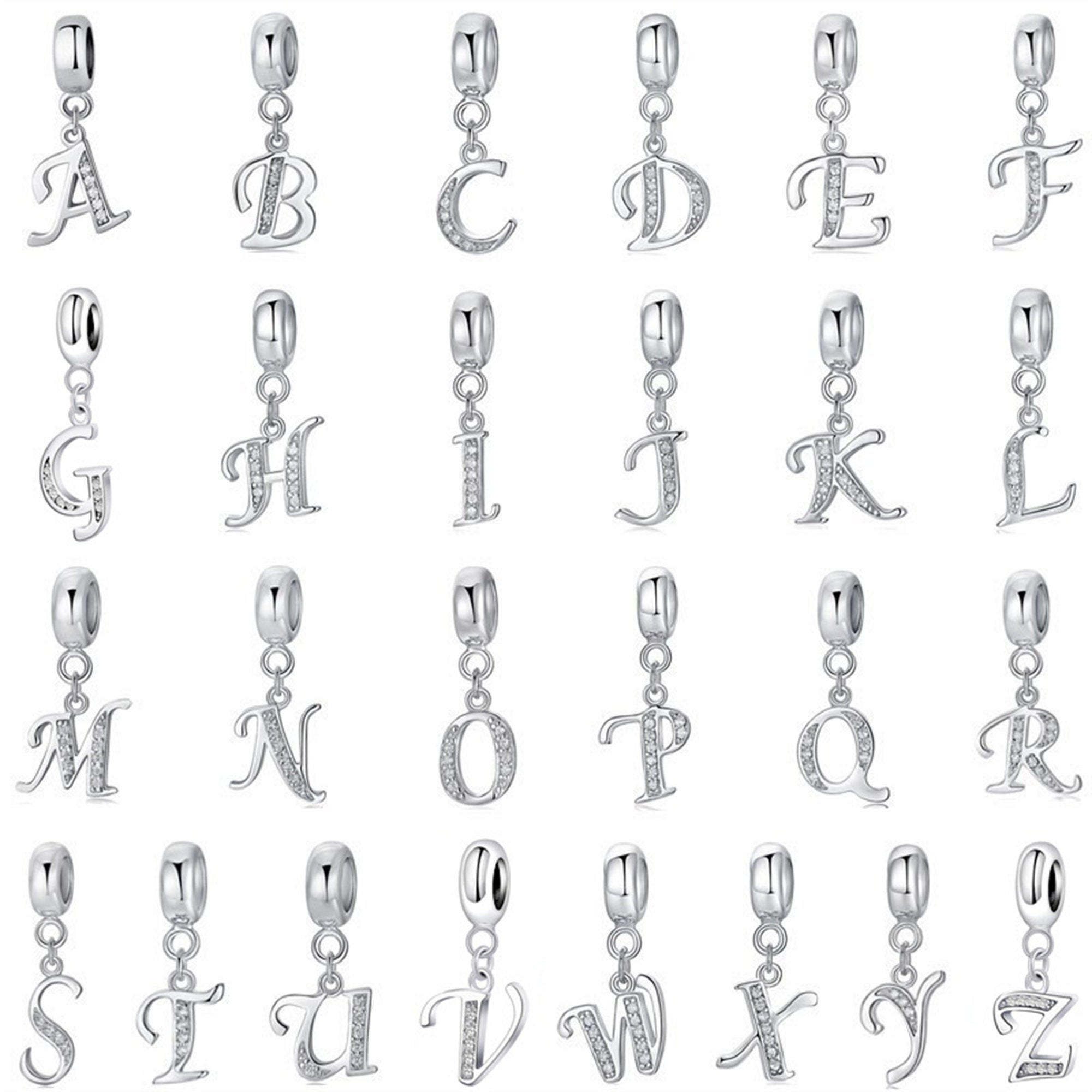 GLOWDAS Rose Gold Letter Charms Initial A-Z Alphabet Beads, 925 Sterling  Silver Dangle CZ Birthstone Pendant, Mothers Day Birthday Gifts for  European