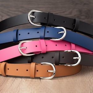 Women's Leather Belt 1.2" wide in multiple colors, Classic Casual 100% Full Grain Leather Belt, Handmade
