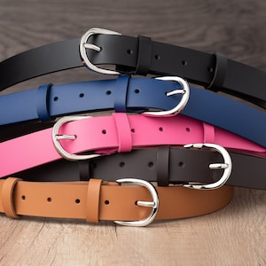 Women's Leather Belt 1.2 wide in multiple colors, Classic Casual 100% Full Grain Leather Belt, Handmade image 1