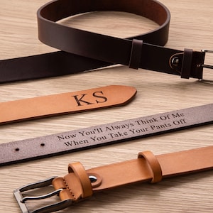 Personalizable Leather Belt, Full Grain Leather Belt, Valentine&#39;s Day Gift, Gift For Him, Anniversary Gift