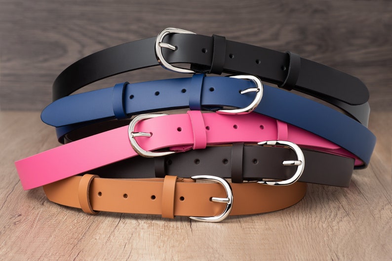 Women's Leather Belt 1.2 wide in multiple colors, Classic Casual 100% Full Grain Leather Belt, Handmade image 1