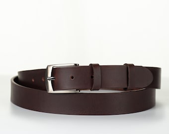 Brown Full Grain Leather Belt for Men, 1.2 Inch Wide, Smart Casual