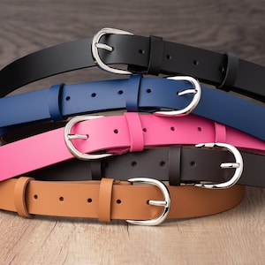 1.2 Wide Leather Belt for Women In Multiple Colors. Classic Casual 100% Full Grain Leather Belt, Handmade image 1