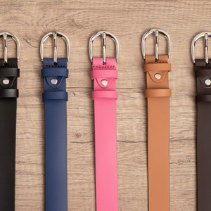 Women's Leather Belt 1.2 wide in multiple colors, Classic Casual 100% Full Grain Leather Belt, Handmade image 8