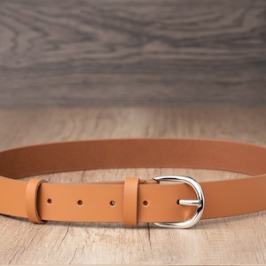 1.2 Wide Leather Belt for Women In Multiple Colors. Classic Casual 100% Full Grain Leather Belt, Handmade image 6