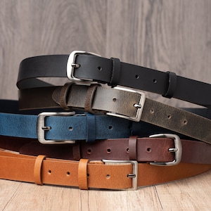 1.2 Leather Belt in several colors, Classic Casual HANDCRAFTED 100% FULL GRAIN Leather image 1