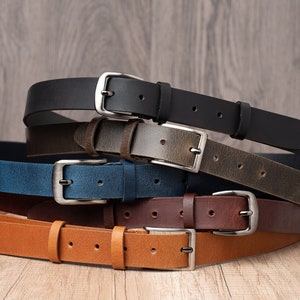 1.2 Leather Belt in several colors, Classic Casual HANDCRAFTED 100% FULL GRAIN Leather image 1