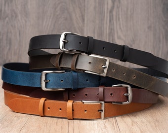Leather Belt in multiple colors 1.2&quot; wide, Classic Casual HANDCRAFTED 100% FULL GRAIN Leather