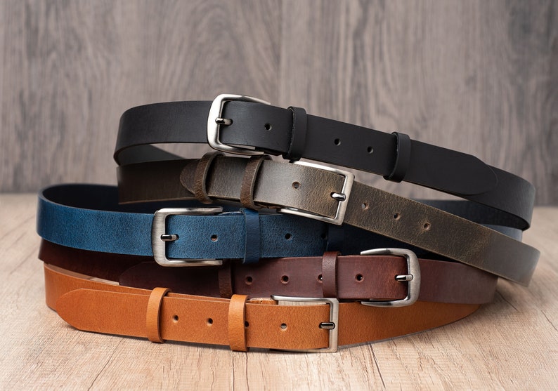 1.2 Leather Belt in several colors, Classic Casual HANDCRAFTED 100% FULL GRAIN Leather image 1