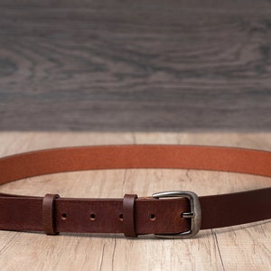 1.2 Leather Belt in several colors, Classic Casual HANDCRAFTED 100% FULL GRAIN Leather image 5