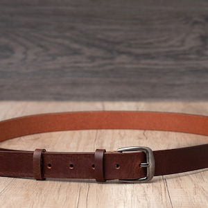 Leather Belt 1.2 wide in multiple colors, Classic Casual HANDCRAFTED 100% FULL GRAIN, Father's Gift for him, Gift for Dad image 6