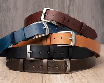 Leather Belt in multiple colors, Handmade, Classic Casual 100% Full Grain Leather Belt