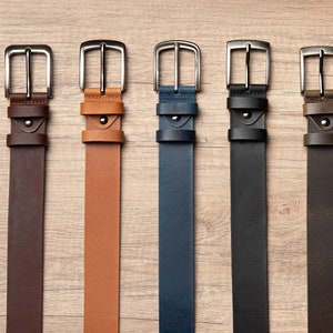 Leather Belt in multiple colors, Handmade, Classic Casual 100% Full Grain Leather Belt image 2