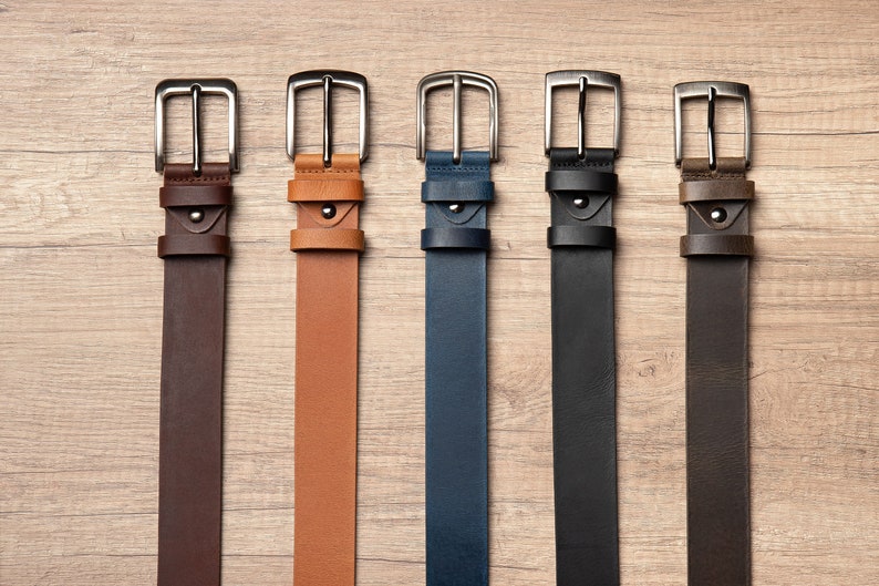 Leather Belt in multiple colors, Handmade, Classic Casual 100% Full Grain Leather Belt image 2