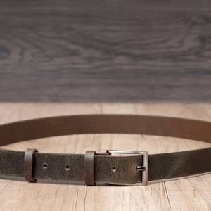 1.2 Leather Belt in several colors, Classic Casual HANDCRAFTED 100% FULL GRAIN Leather image 9