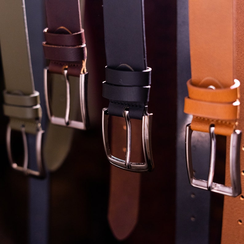 Leather Belt in multiple colors, Handmade, Classic Casual Leather Belt, Full Grain Leather image 3