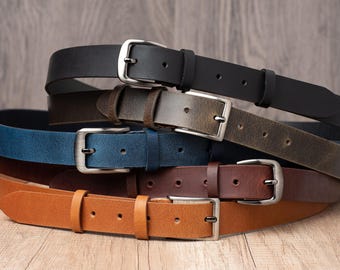 Full Grain Leather Belt, 1.2 inch, Handcrafted Italian Leather