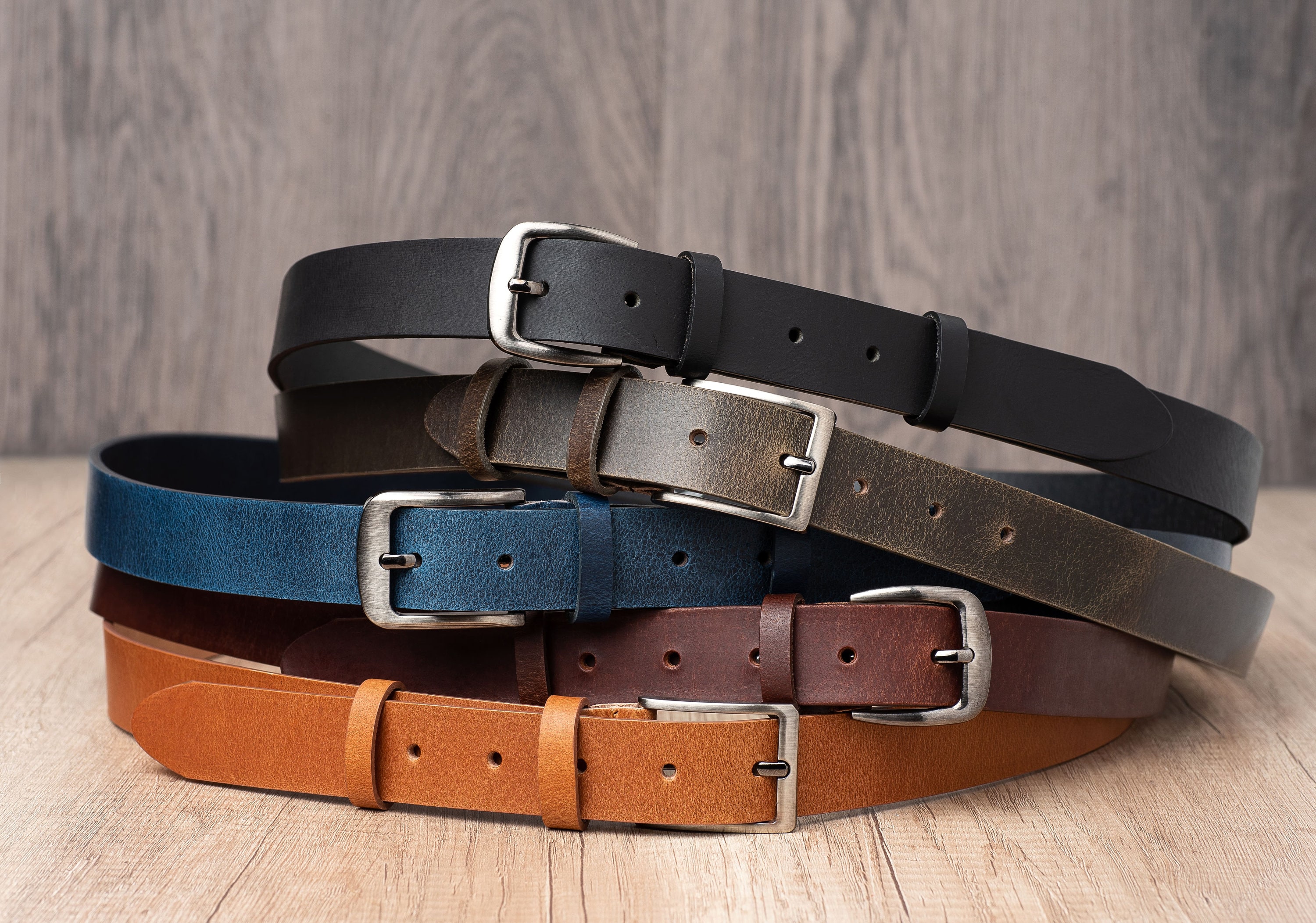 1.2" wide Leather Belt in multiple colors, Full Grain Leather