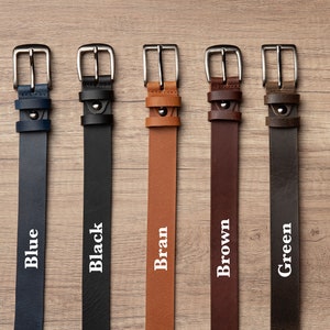 1.2 Leather Belt in several colors, Classic Casual HANDCRAFTED 100% FULL GRAIN Leather image 10