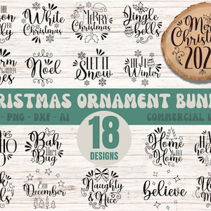 Christmas Ornament SVG Bundle | Merry Christmas Round Ornament Cut File | Winter SVG Files For Cricut 2022 | Commercial Use