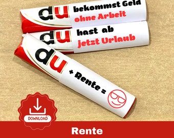 Download Duplo banderole RENTE gift pension, retirement, gift for colleagues, DIY, personal gifts