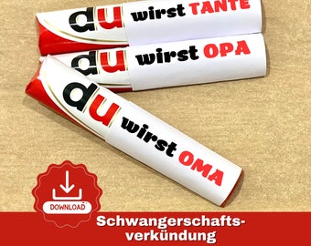 Annonce de grossesse Duplo Banderole Télécharger | Annonce de grossesse | Tu vas être papa | Vous serez grand-mère grand-père oncle tante | bébé chaussette