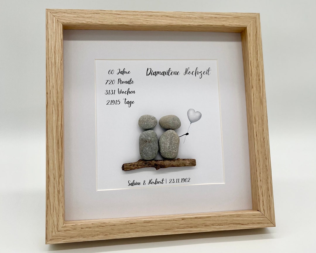 Steinbild Diamantene Hochzeit Geschenk personalisiert Etsy.de