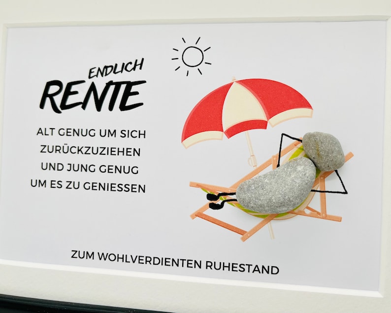 Steinbild Rente Ruhestand Kollegin Kollege Abschied Arbeit Geschenk zum