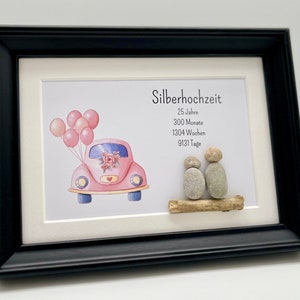 Presente de aniversário de casamento de prata personalizado com imagem de pedra de casamento, noivado, casamento de prata, casamento, noiva, amor, ideia de presente para noivos