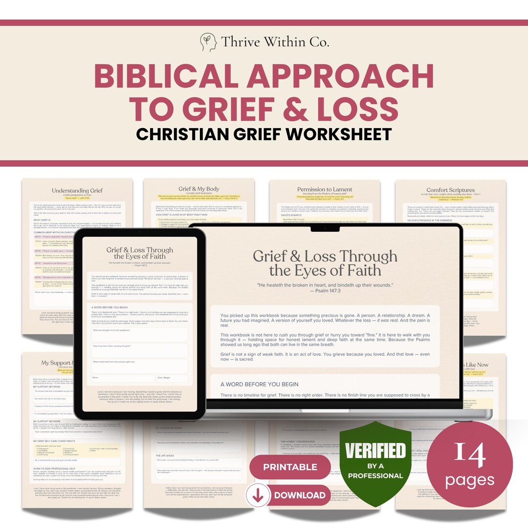 Christian Grief Support Worksheets | Biblical Loss Coping (14 Pages ...