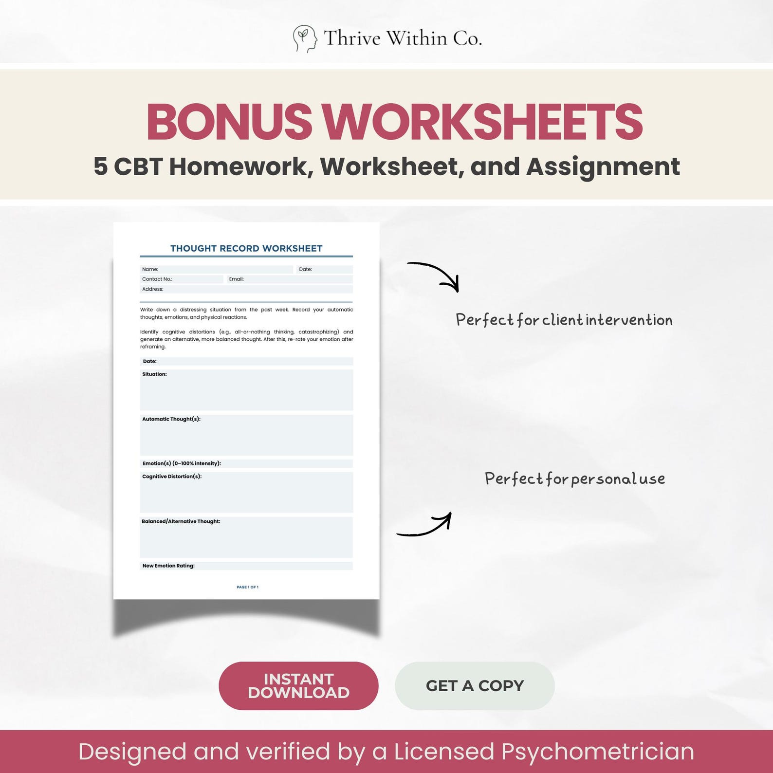 CBT Therapy Notes Template Bundle | Clinical Documentation (A4 ...