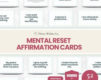 Positive Affirmations for Burnout | Mental Health Deck | Workplace Stress Relief | Therapy Resources | Digital Download