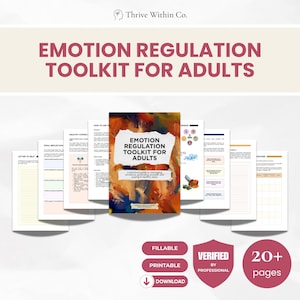 Emotion Regulation Workbook | Coping Skills, Grounding Tools (Fillable PDF, A4 Size)