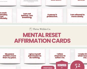 Positive Affirmations for Burnout | Mental Health Deck | Workplace Stress Relief | Therapy Resources | Digital Download