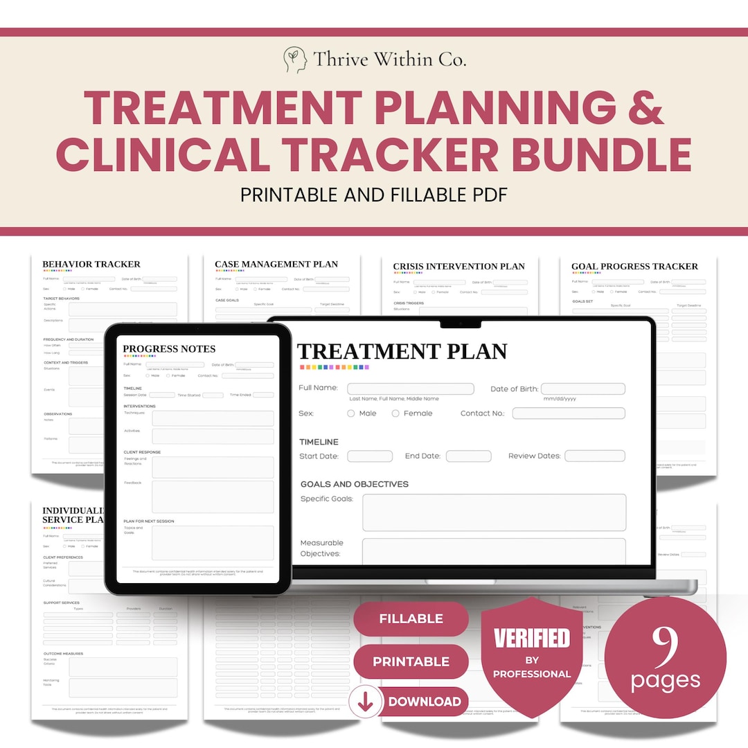 Therapy Treatment Plan & Clinical Tracker Bundle (fillable PDF) - Etsy