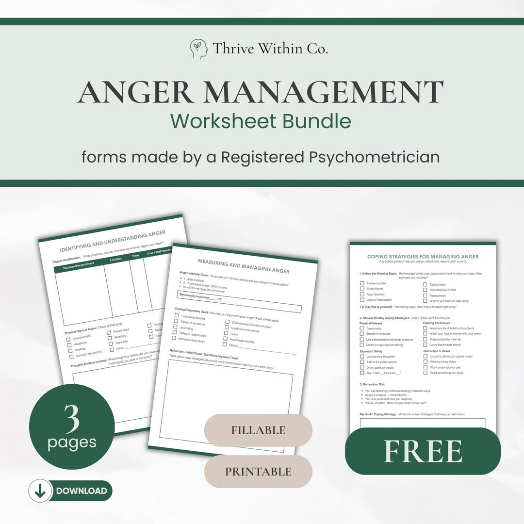 Anger Management Worksheets: CBT Therapy Tools, Coping Strategies ...