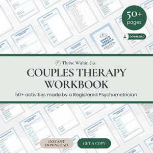 Couples Therapy Workbook PDF | 50+ Printable or Fillable Relationship Activities | Communication, Intimacy, Love Language Journal | Blue