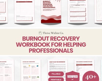 Burnout Recovery Workbook | Therapist Self-Care Journal (Printable Fillable PDF A4)