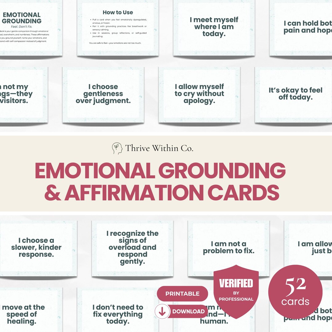 Anxiety Relief Cards, Grounding Techniques for Therapy, Minimalist ...