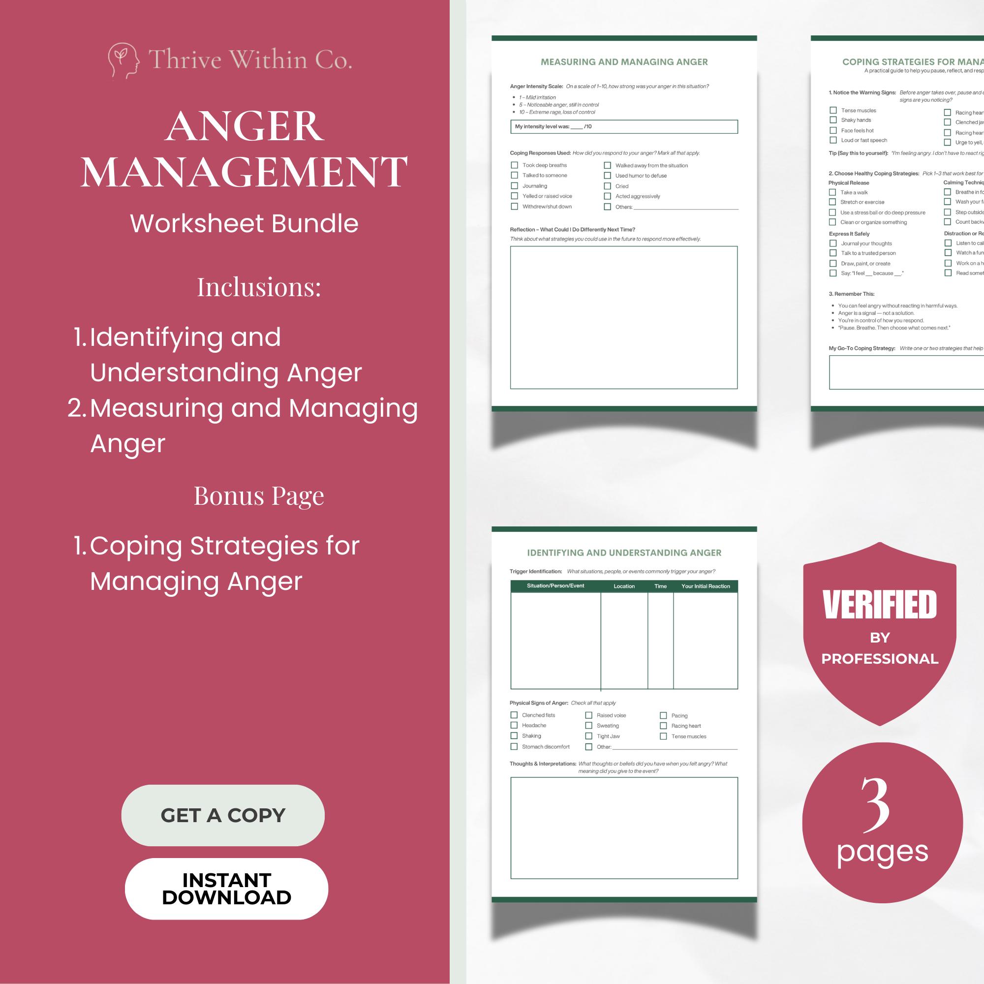CBT Anger Management Toolkit | Emotional Regulation Worksheets (PDF) - Etsy